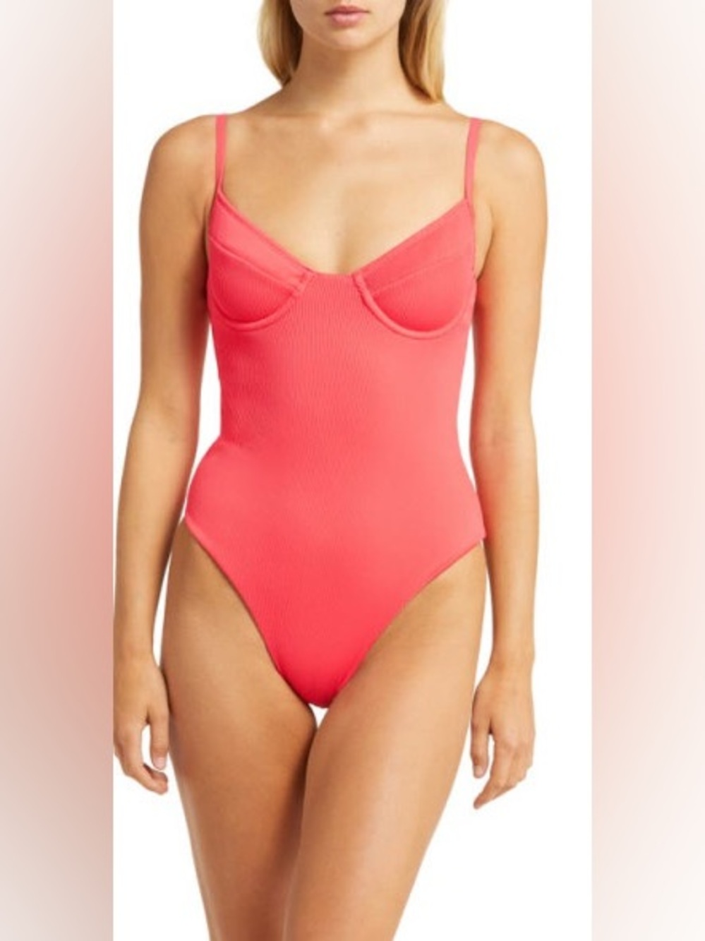 Kulani Kinis Ribbed Underwire One-Piece Swimsuit in Watermelon